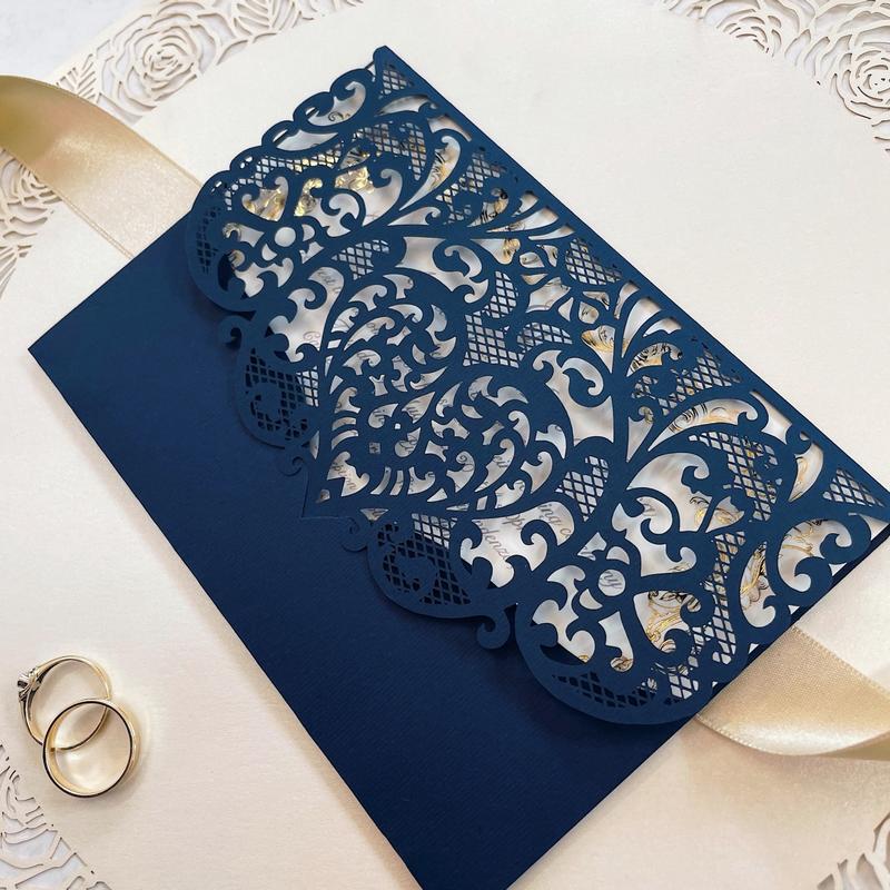 Blue Laser-cut Wedding Invitation